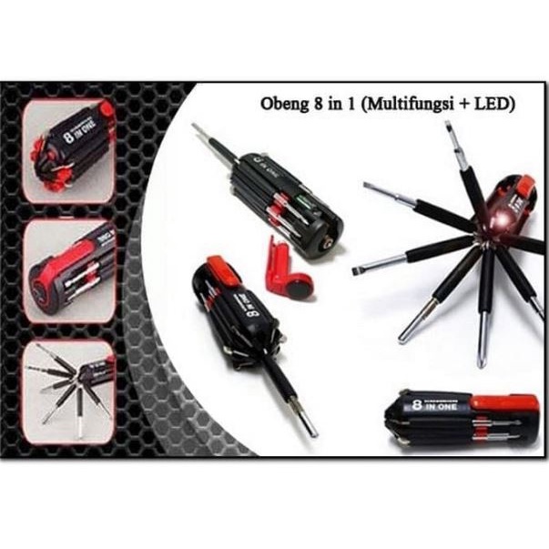 (NCS) COD Obeng 8in1 Senter Lampu LED Emergency Multifungsi Perkakas 8 in 1 Screwdrivers Travel