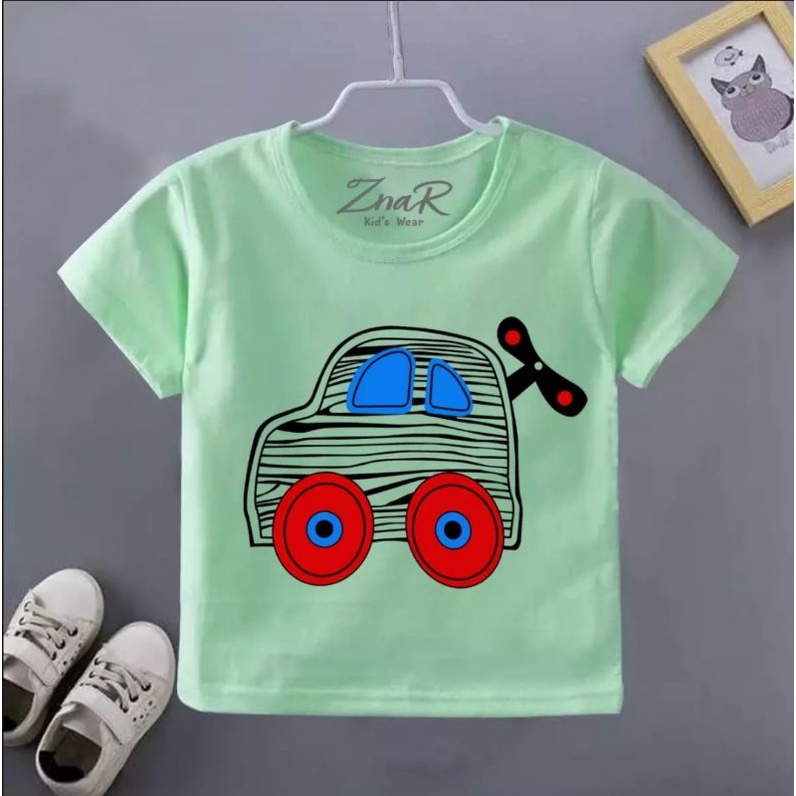 Baju bayi atasan kaos bayi usia 3-9 bulan-27 Hijau mobil