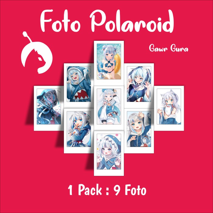 Foto Polaroid Anime Gawr Gura - Foto Plaroid Anime