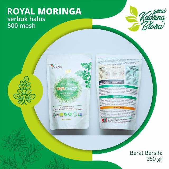 

Royal Moringa - Serbuk Halus Daun Kelor 500 mesh - Netto : 250 gram - Moringa Indonesia