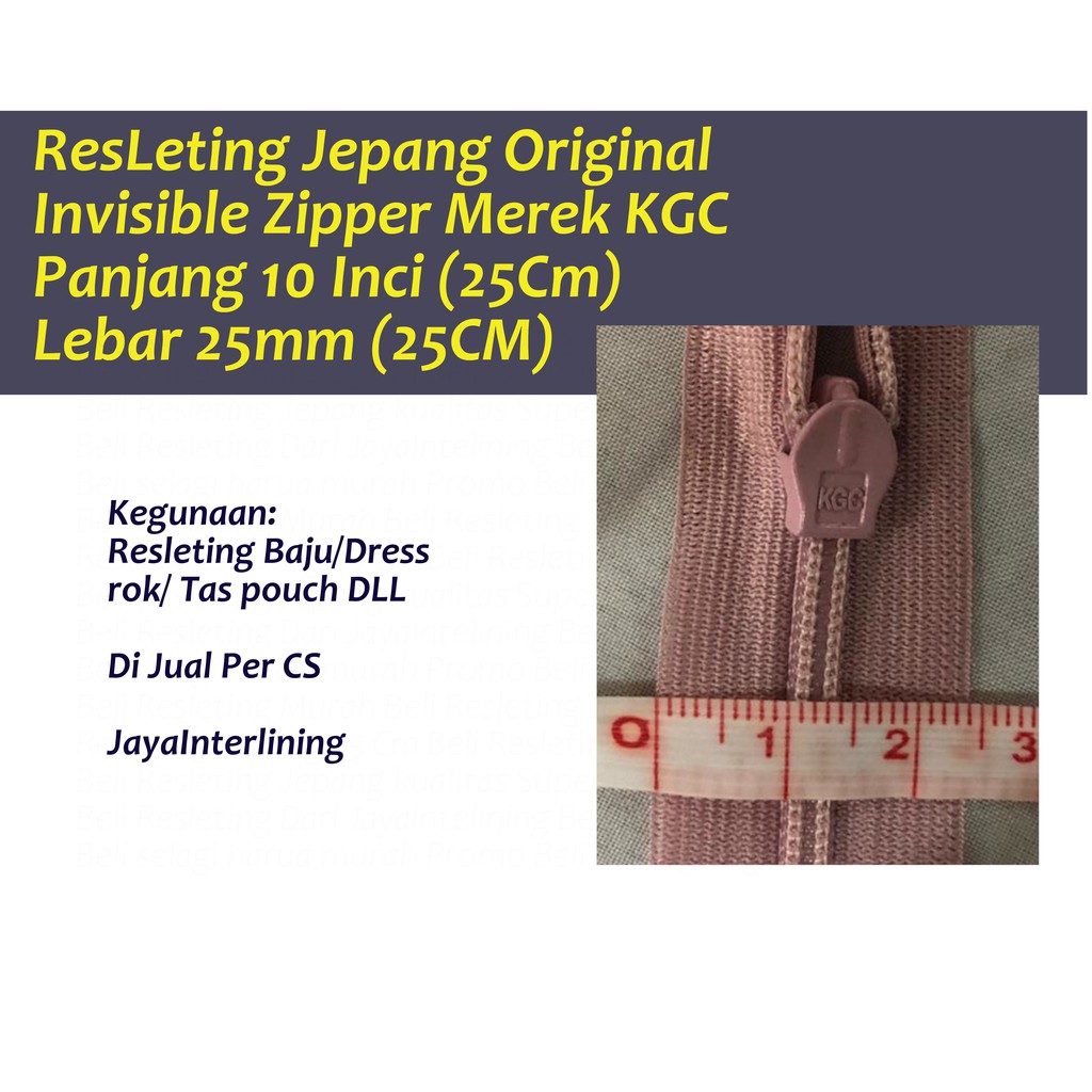 Resleting Jepang Restleting Jepang Merek KGC Invisible Zipper  25CM