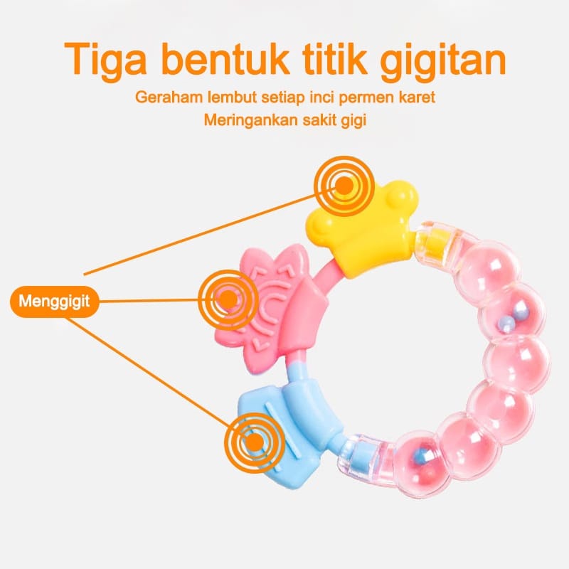 ⭐ Babywear ⭐ AB003 Mainan Gigitan Bayi / Mainan Rattle Genggam Bayi Gigitan Empeng Buah Plastik Dengan Teether Gelatin / Gigitan Bayi Teether