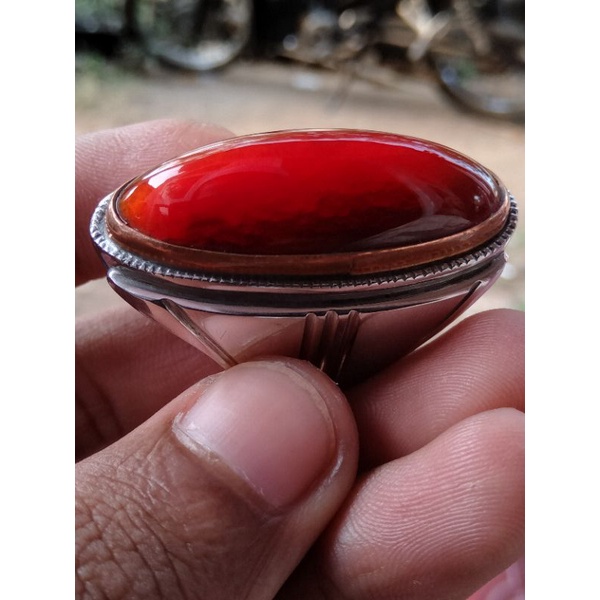 Batu cincin pandan merah btik super giwang
