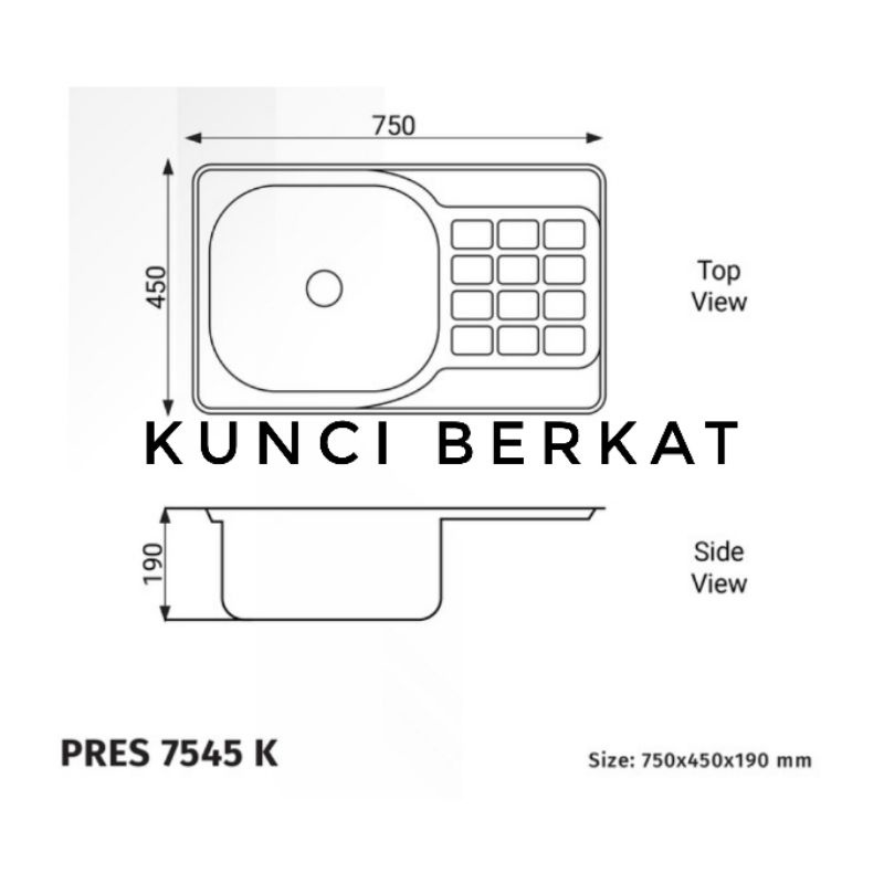 Kitchen Sink 1 Lubang 1 Sayap/Bak Cuci Piring 1 lubang 1 sayap