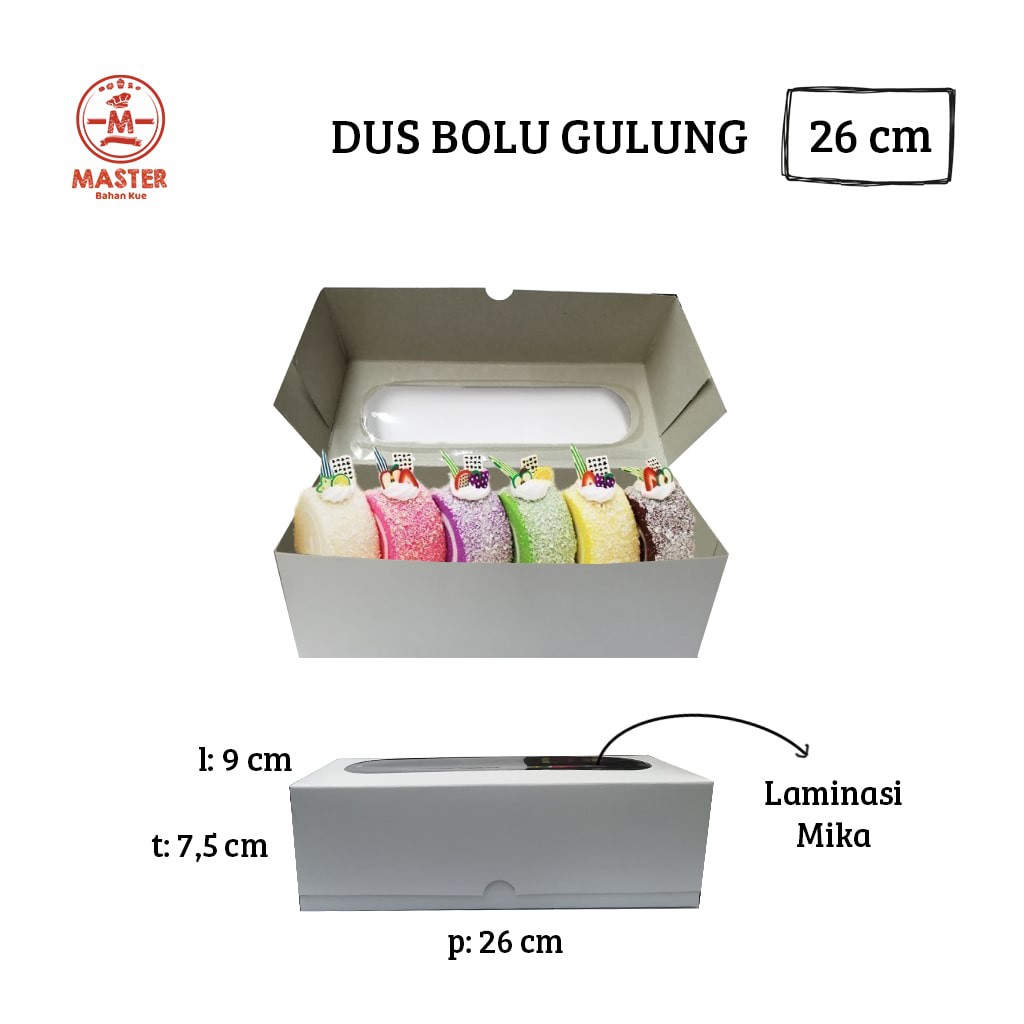 

Dus bolu gulung putih [26x9x7,5 cm]