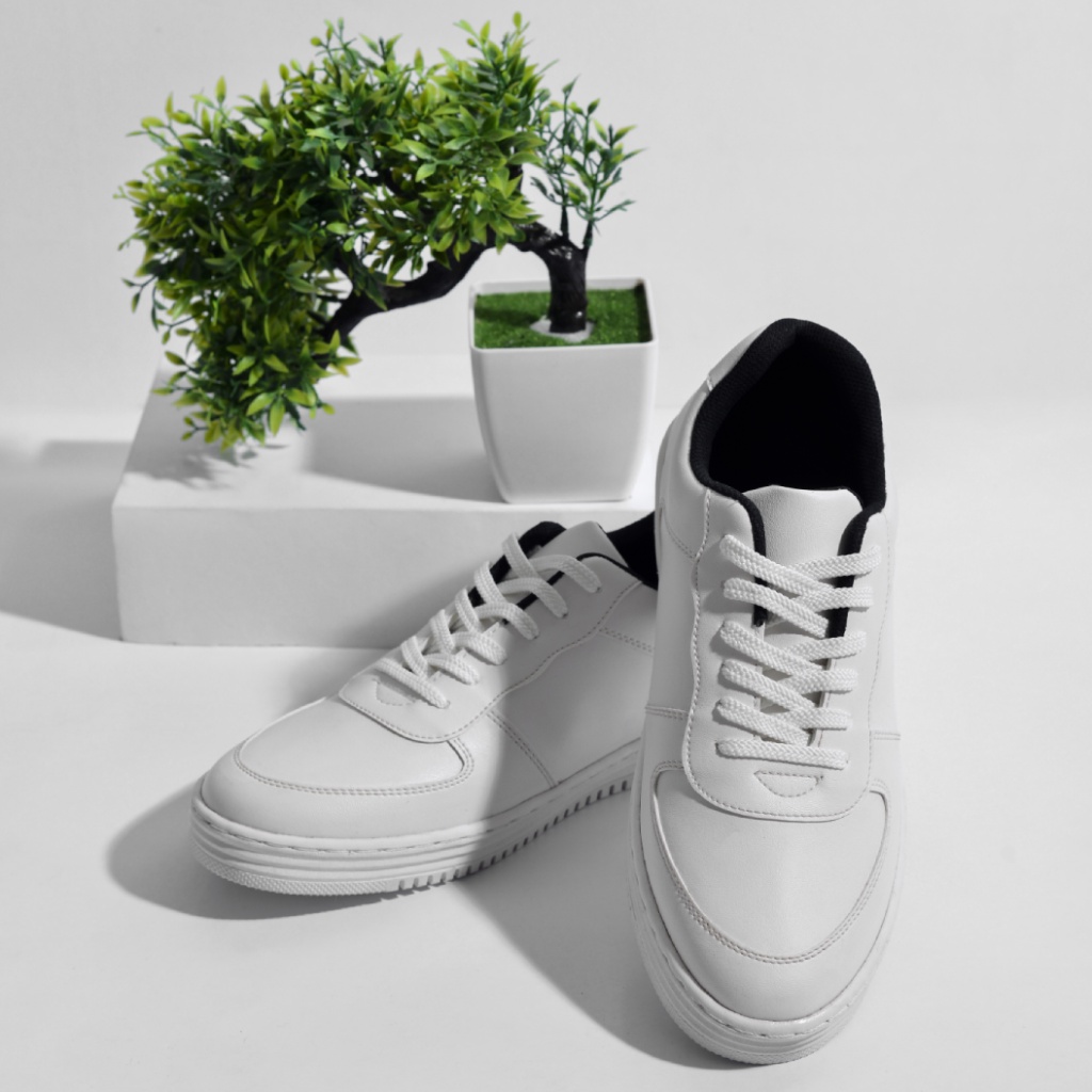 JOSE FULL WHITE ORIGINAL x ARF Sepatu Sneakers Putih Polos Pria Kets Tali Casual Jalan Santai Hangout Main Nongkrong Kondangan Sekolah Kuliah Sporty Distro Bandung Fashion Simple Sport Shoes Semi Kulit Premium Skate Footwear Keren Terbaru Kekinian Branded