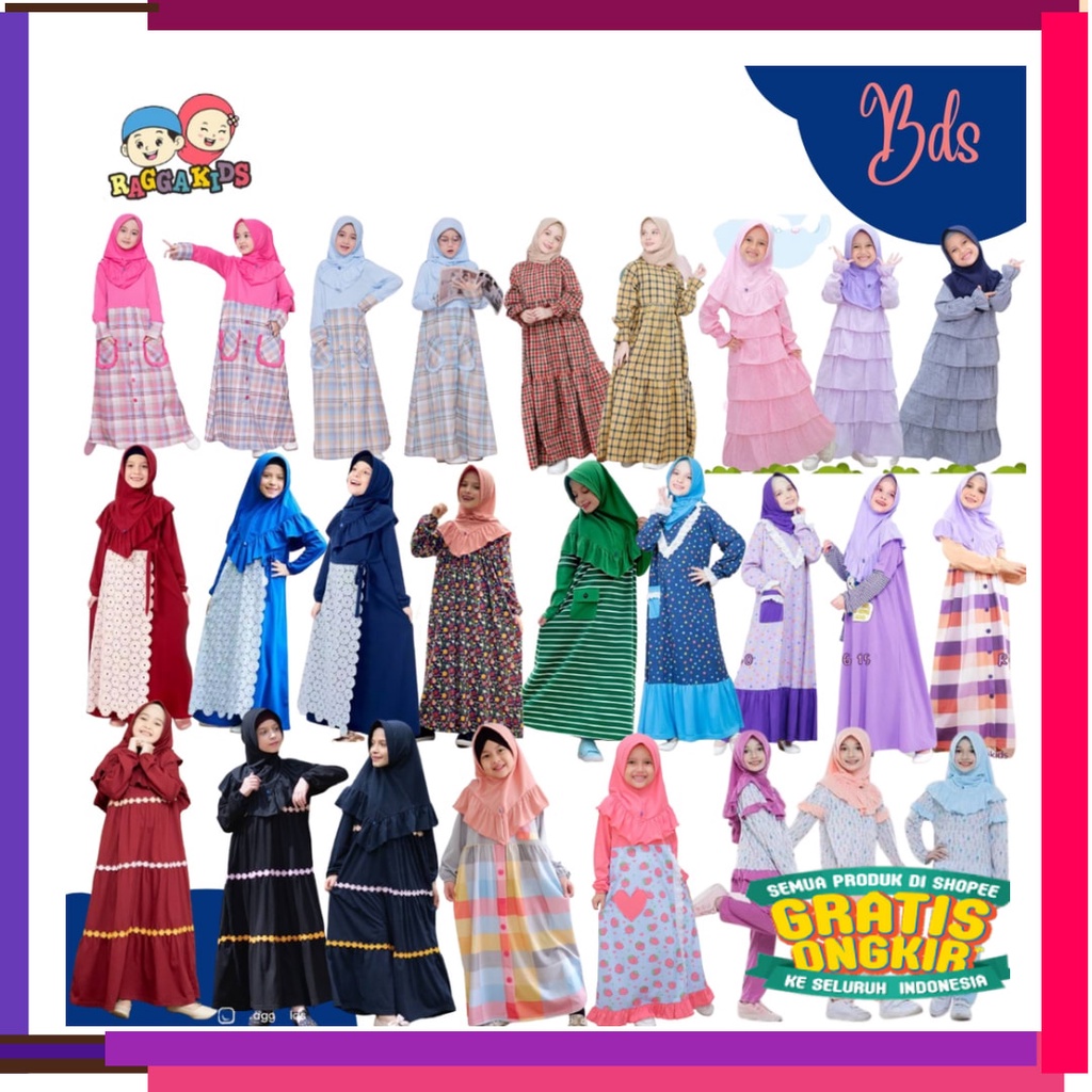 Lucu Keren Motif Polkadot BUnga KOtak / Raggakids Gamis Anak minimal pembelian 2 gamis/baju (GROSIR/