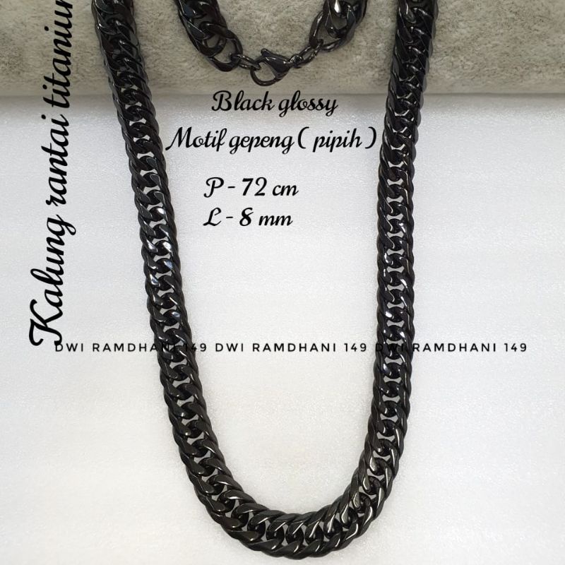 Kalung Titanium Rantai Hitam Besar Pria Anti karat