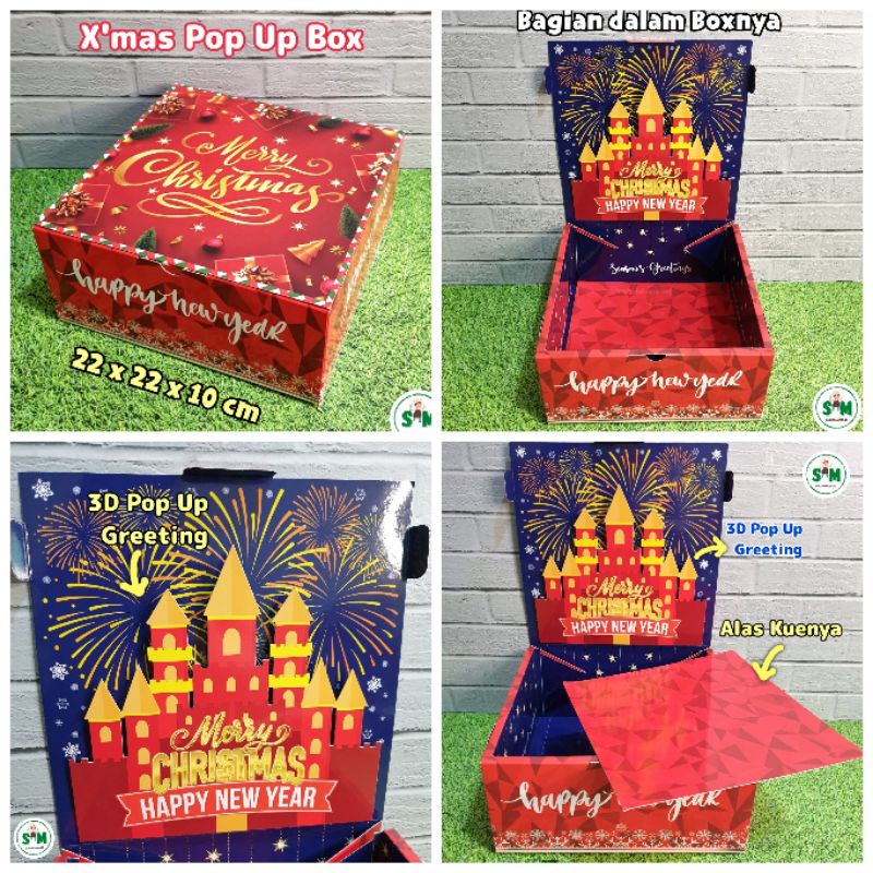 

Dus Cake Natal Pop up 3D 22 x 22 x 10 cm Box Kue Xmas Kotak Packaging