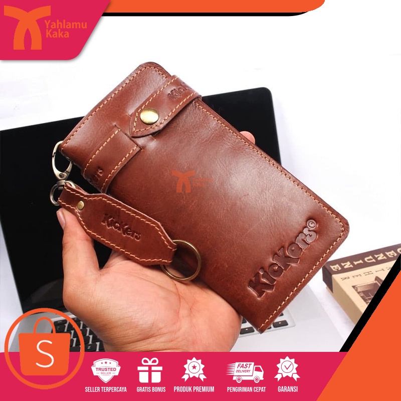 YLK x LOCK - Fashion Pria Dompet Panjang Pria Kulit Asli | Dompet Bikers Dengan Tali Anti Maling - D