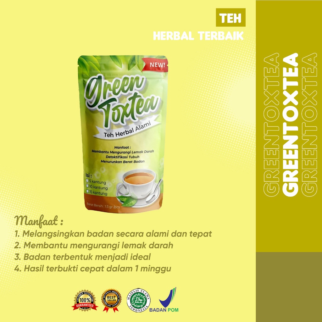 GREEN TOXTEA - TEH DIET PELANGSING DETOX PELUNTUR LEMAK BADAN HERBAL ALAMI /SLIMMING TEA JAMU OBAT D