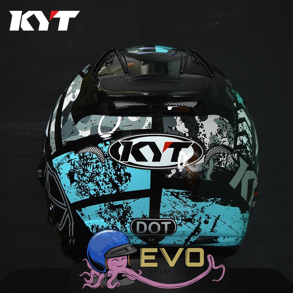 KYT GALAXY_SERI #5 BLACK AQUA BLUE (DOUBEL VISOR)