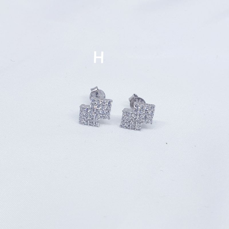 Giwang silver asli 925 mata zircon lapis mas putih