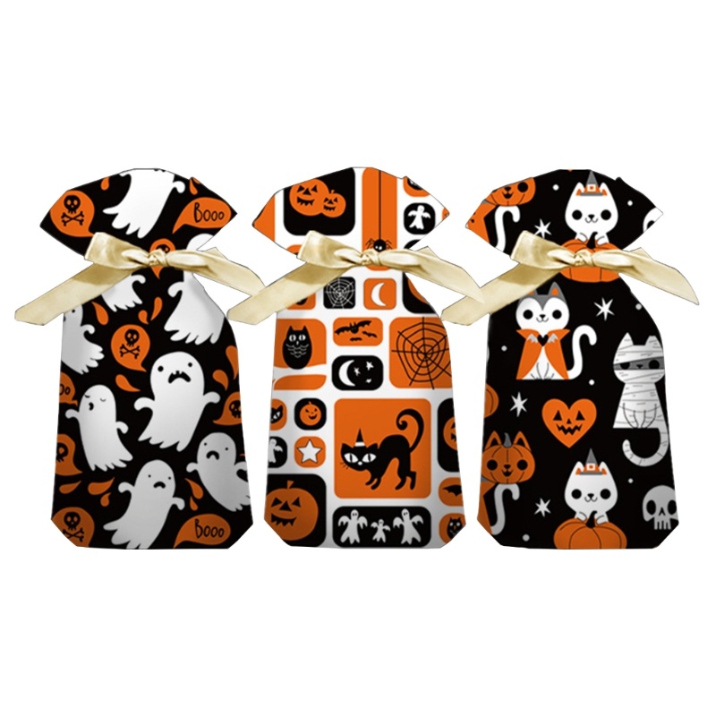 50pcs Tas Permen / Cokelat / Biskuit Dengan Tali Serut Untuk Dekorasi Pesta Halloween