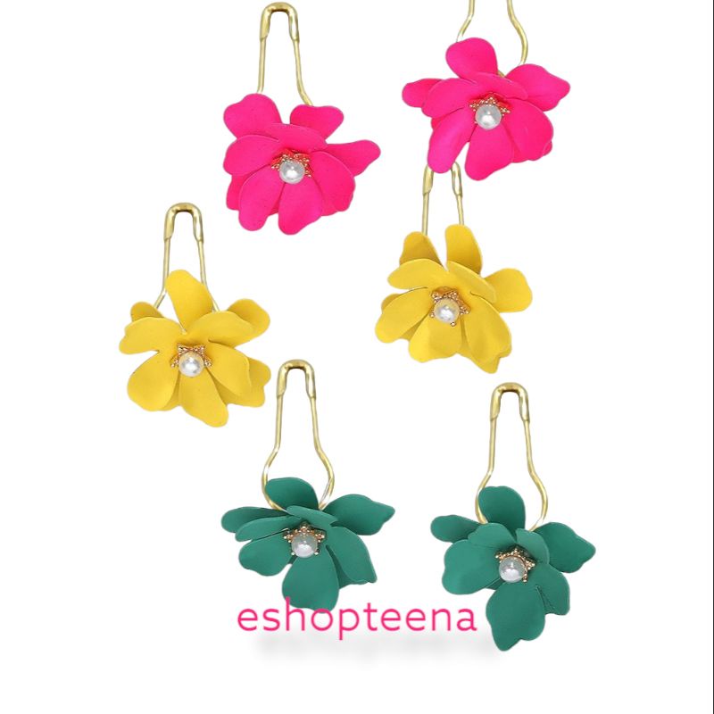 A59 anting hijab bunga warna tengah pearl_anting jilbab