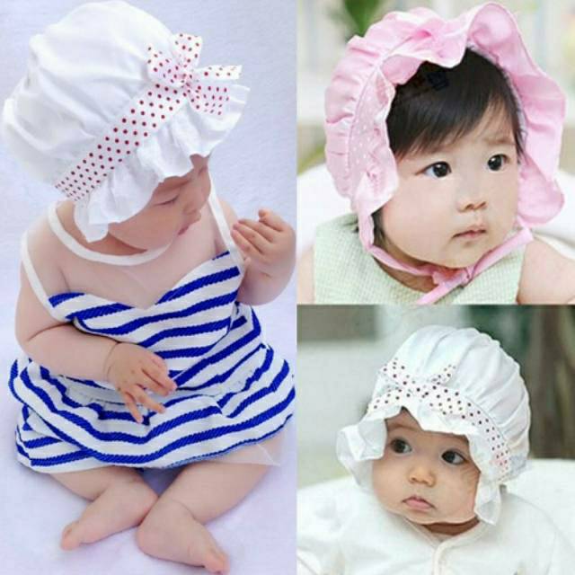 READY BANDUNG Topi Renda Bayi Lucu , Topi Anak Renda Renda , Penutup Kepala Renda