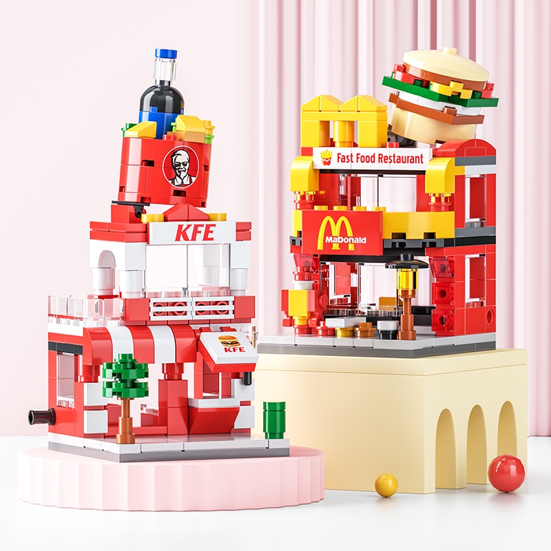 Mainan Blok Seri Toko Burger Model Mainan Edukasi Mainan Bricks Anak Perempuan