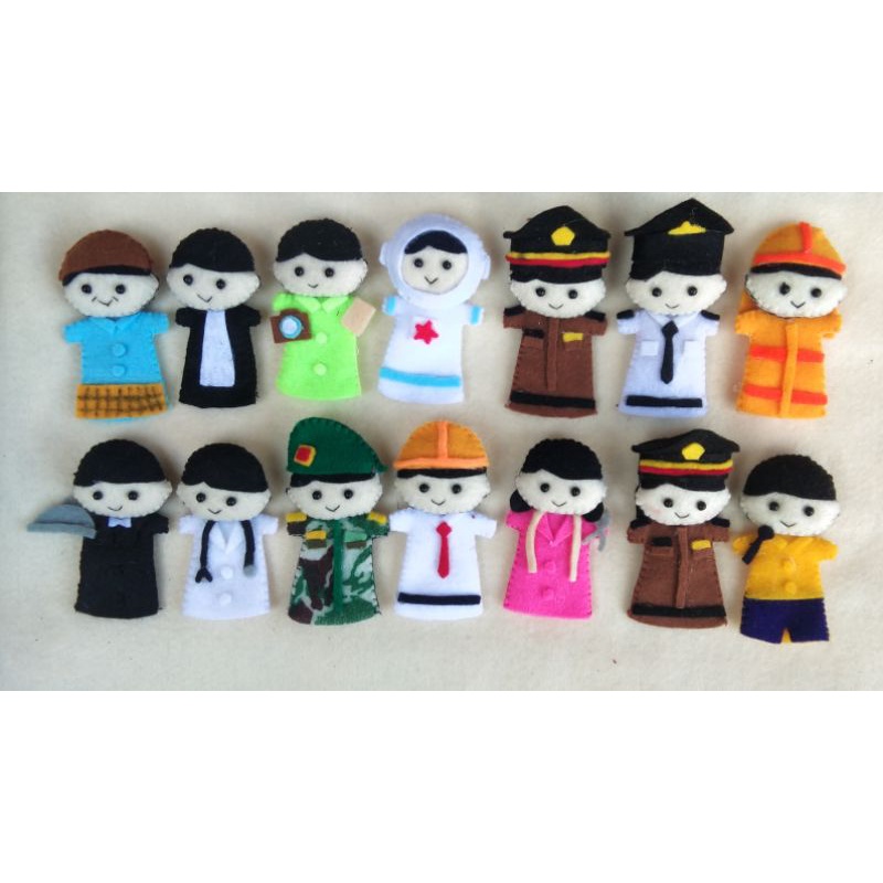 boneka jari flanel /finger puppet /boneka flanel /boneka tangan (1lusin/12pcs)