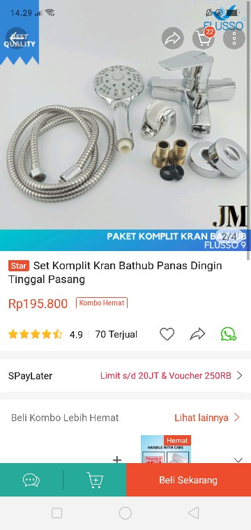 Set Komplit Kran Bathub Panas Dingin Tinggal Pasang