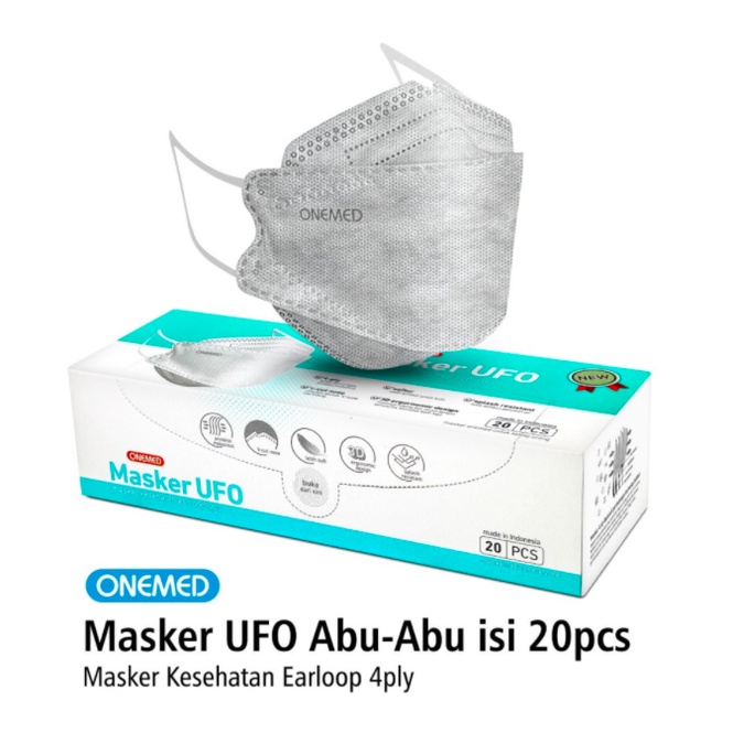 Masker UFO Abu UFO Grey Onemed KF94 Grey Masker Medis Onemed Ufo Abu