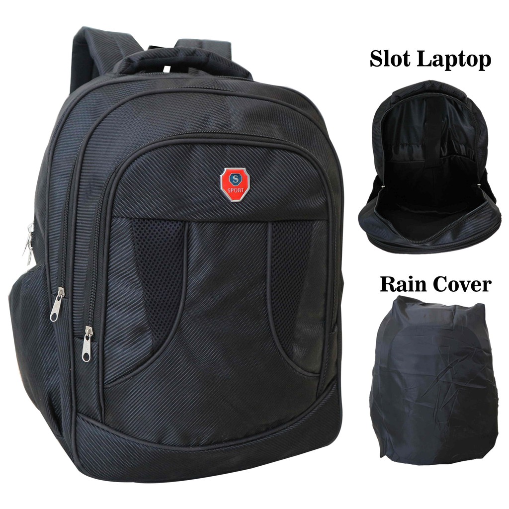 Jual Tas Polo Hitam Sport Backpack Laptop Sekolah SD SMP SMA Kuliah Kerja Kantor Dinas Awet Kuat