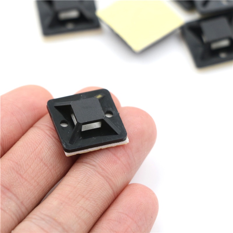 【Theredsunrisesiwy.id】100 Pcs Self Adhesive Cable Tie Mount Base Holder 20 x 20 x 6mm