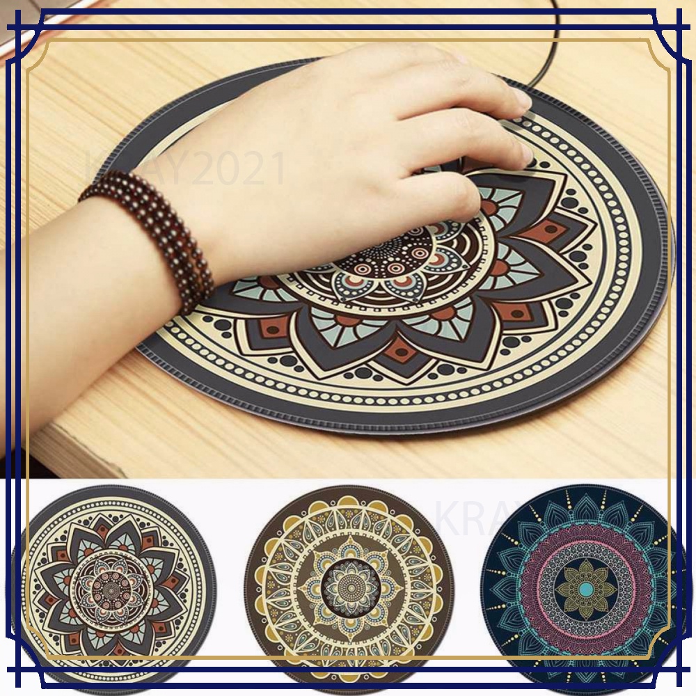 Mouse Pad Bulat Anti Slip Vintage Bohemian 200mm KP912