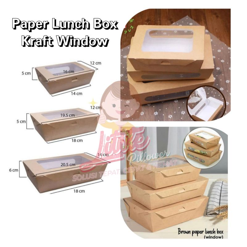 Paper Lunch Box Kraft Window M - Brown Paper Kraft Size M