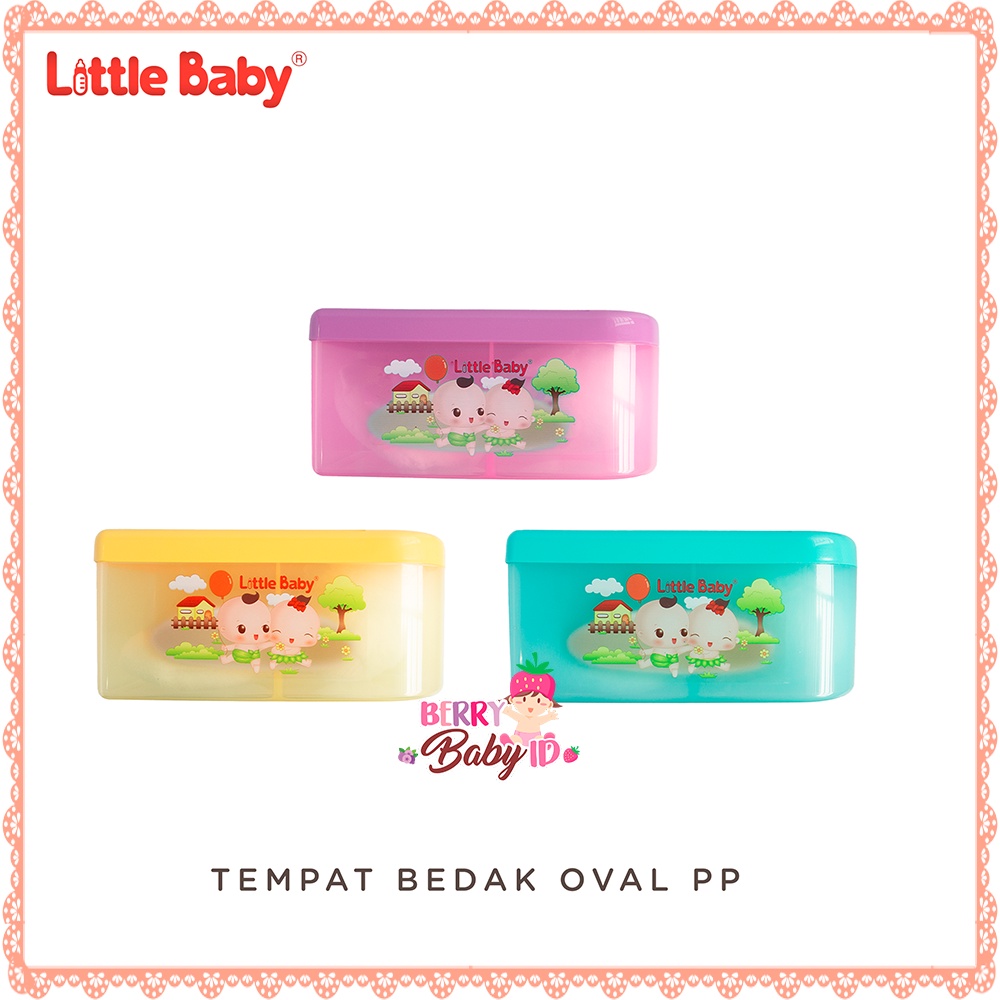 Little Baby Tempat Bedak Oval PP 2 Kompartmen &amp; Puff Berry Mart