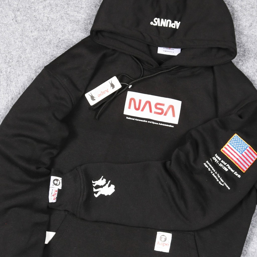 Jaket Sweater Hoodie NASA X APE – Black Edition Trendy Casual Unisex Good Brand Quality Stylish