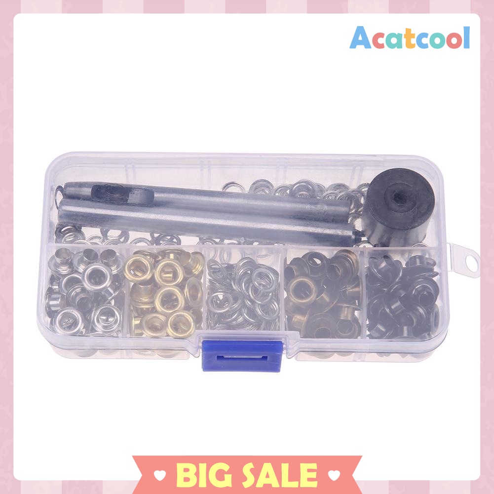 Metal Eyelet Set DIY Leather Hole Clothes Accessories with Knocking Tool