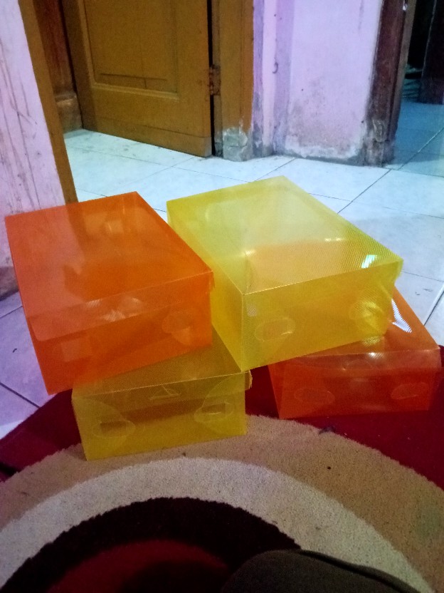 He 256 Organizer Kotak Tempat Rak Sepatu Plastik Transparant Transparan Box Serbaguna