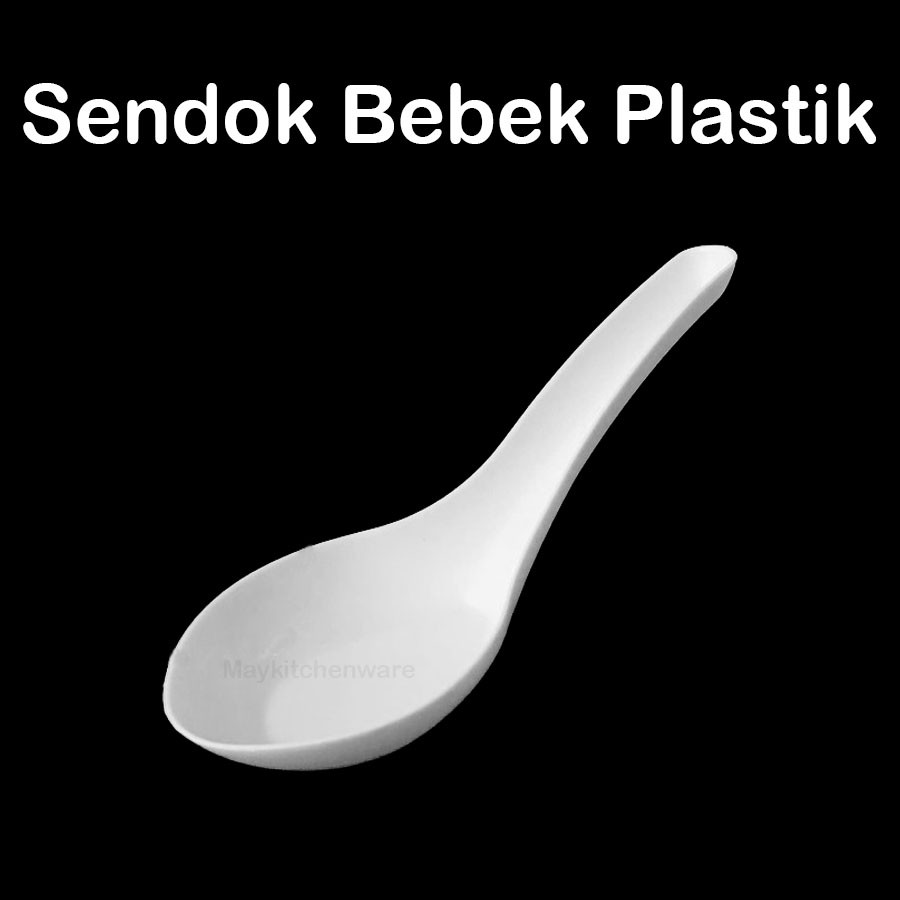 Sendok Bebek Plastik Putih Bening Abu isi 12pcs Alat Makan Sop Bubur Kuah Plastik Catering Nasi Box