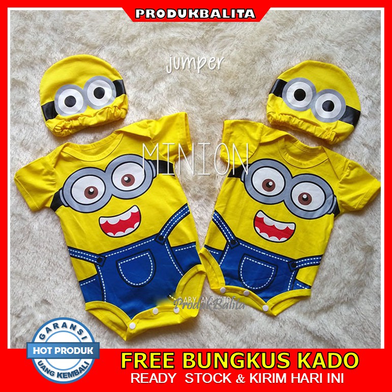 Baju Jumper Bayi Jumpsuit Karakter Lucu Minion Murah