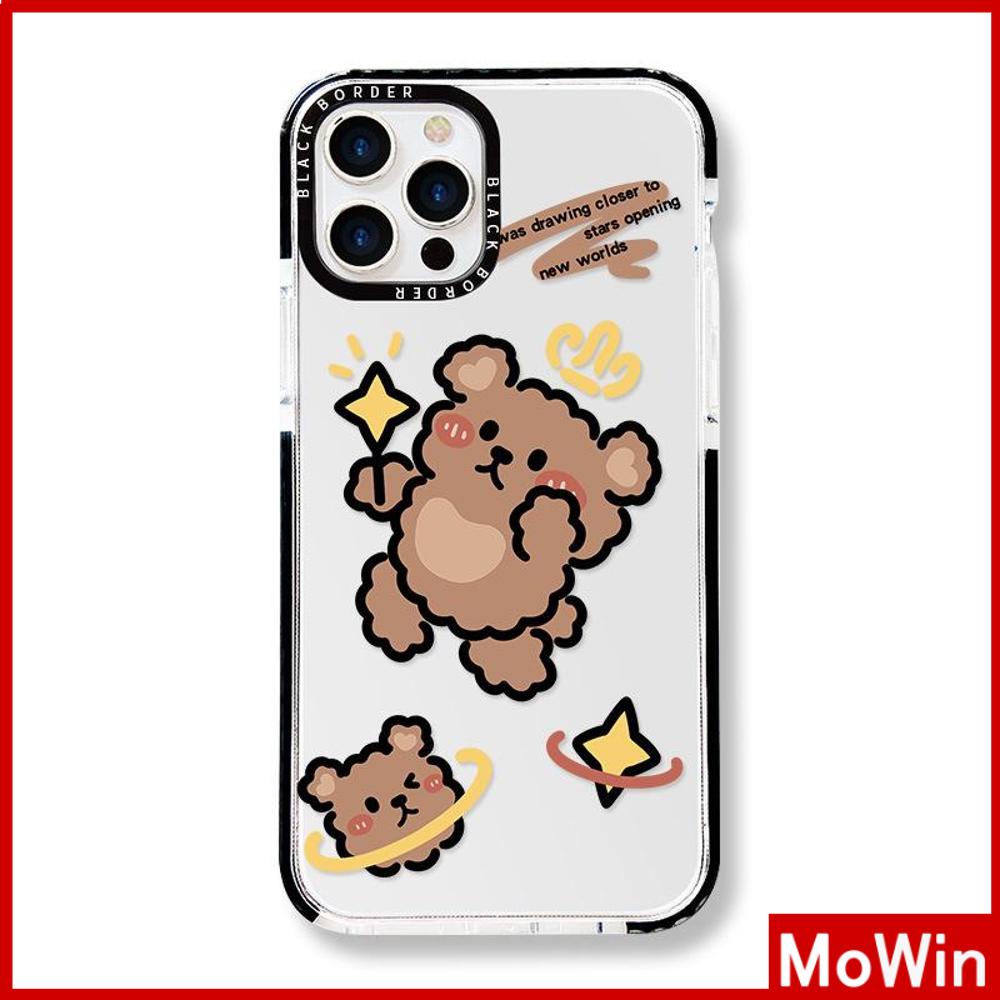 Soft Case Silikon Transparan Tebal Shockproof Motif Brown Bear Untuk iPhone 13 Pro Max 12 Pro Max 11 7 Plus