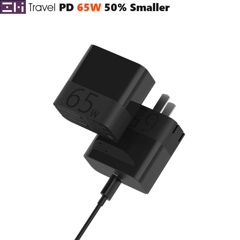 Travel Charger USB Type C QC3.0 65W Android iOS Laptop - HA712 - Black