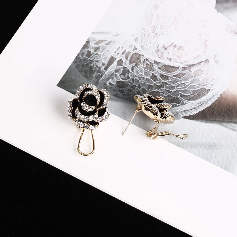 Anting Stud Jarum Perak 925 Bentuk Bunga Camellia Tiga Dimensi Gaya Retro Korea