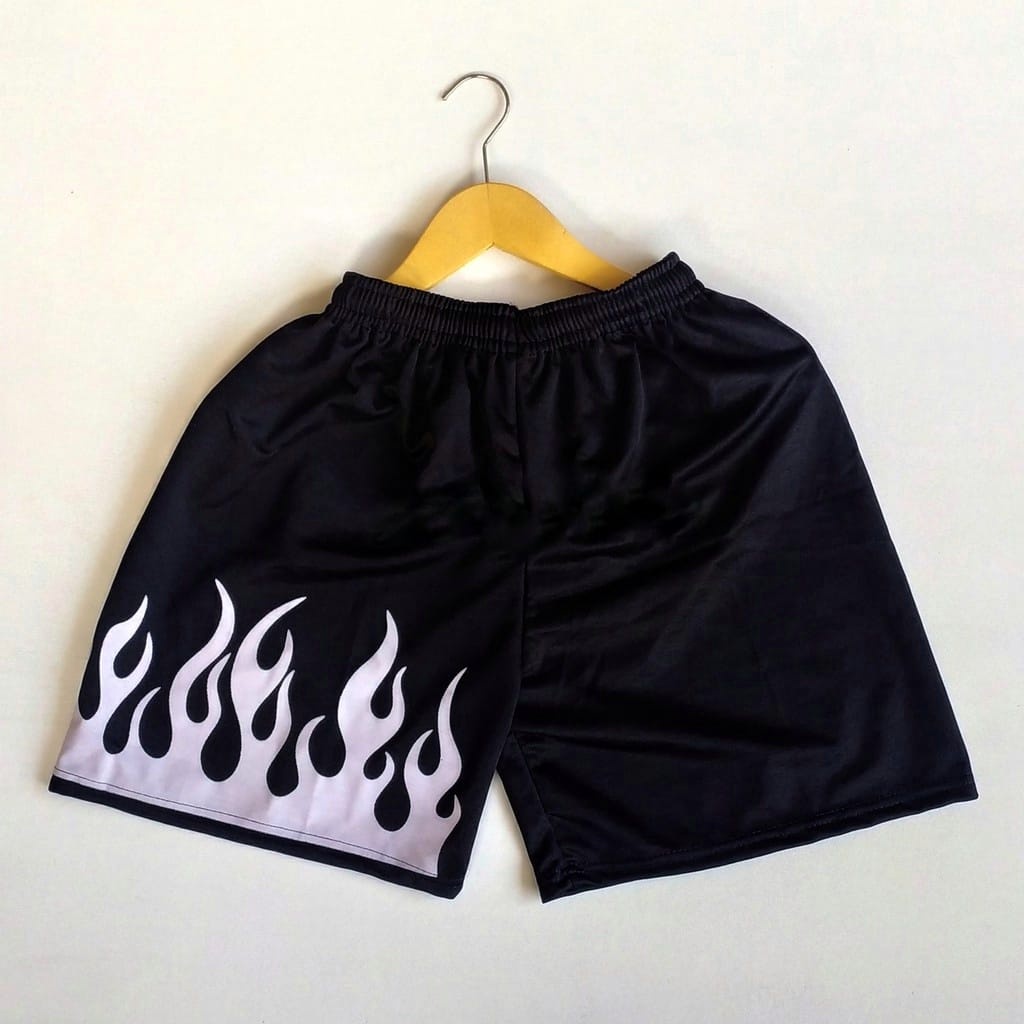 Celana Boxer Pendek Fire Motif API All Size Pria Wanita