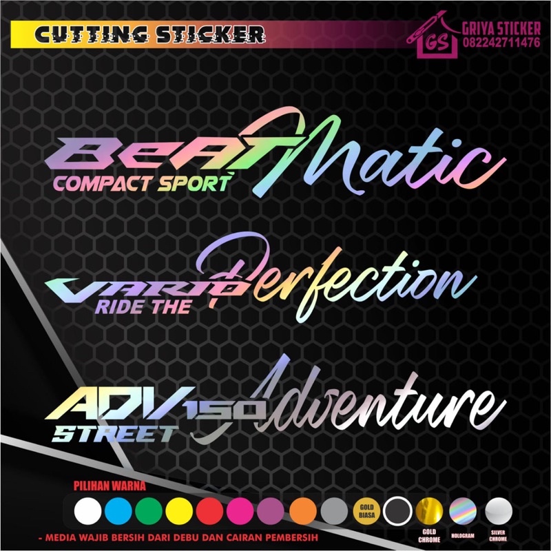 STIKER VARIASI MOTOR HONDA VARIO , PCX , BEAT , ADV NMAX AEROX MIO SCOOPY CUTTING STICKER SIGNATURE