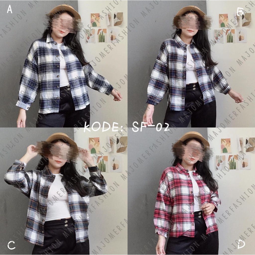 MAJOMER ® | KIMBERLY FLANEL SHIRT - KEMEJA FLANEL KOTAK-KOTAK WANITA