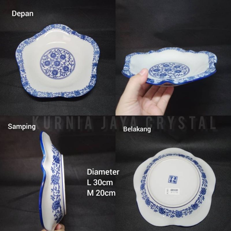 Piring Bintang keramik Biru Putih Antik/ Piring saji keramik biru putih