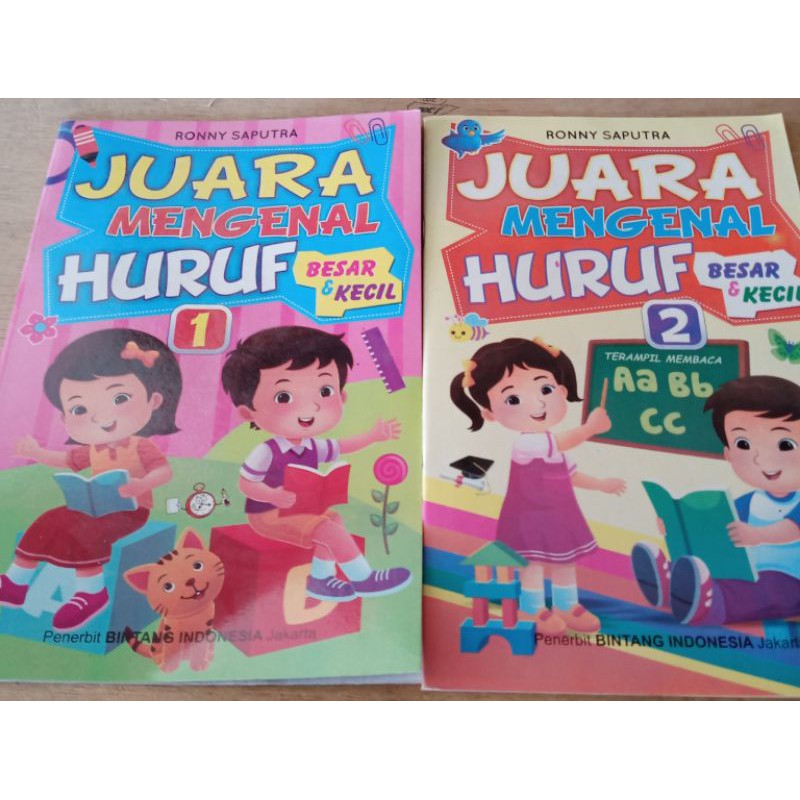 buku juara mengenal huruf besar&amp; kecil,  paket 2 buku 1dan 2