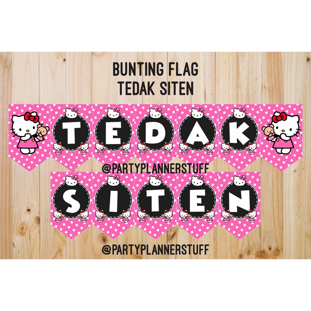 Bunting flag tedak siten aksesoris tedak siten perlengkapan tedak siten bendera hello kitty pink