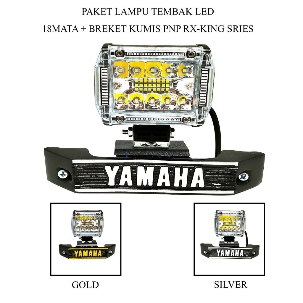 ( PAKET ) LAMPU TEMBAK / LAMPU SOROT LED 18MATA 2MODEL + BREKET KUMIS PNP RX-KING