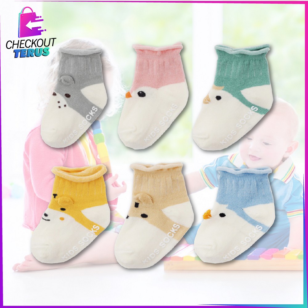 CT P90 Kaos Kaki Bayi Motif Animal Kaos Kaki Bayi Anti Slip Lucu Kaos Kaki Anak Antislip Motif Cute Baby Socks Kaos Kaki Lembut Bayi