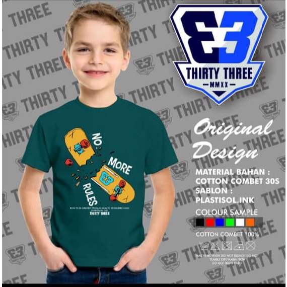 Kaos Anak Cowok Distro Thirty Three Hijau Botol