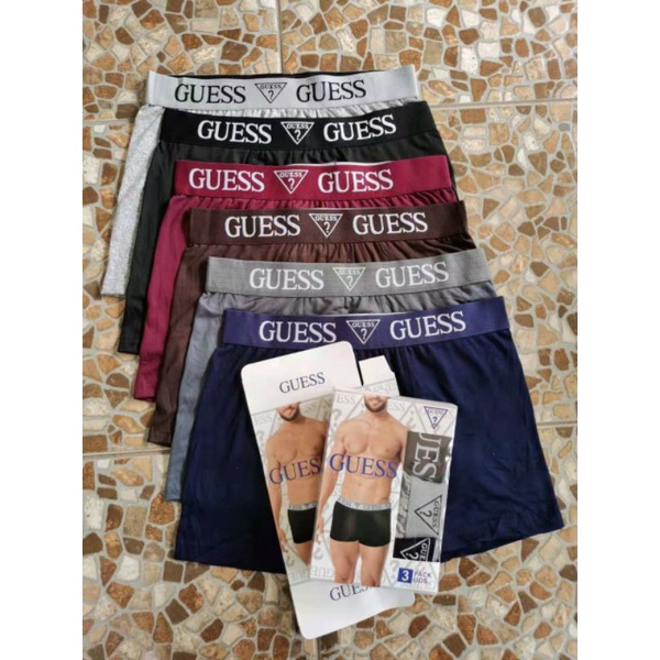 Emago - 3Pcs Celana Dalam Guesse Boxer Pria Guesse 1 kotak isi 3Pcs / Pakaian Dalam Pria Dewasa / Sempak Cowo / Underwear Boxer/ Celana Boxer Murah / Celana Dalam Warna