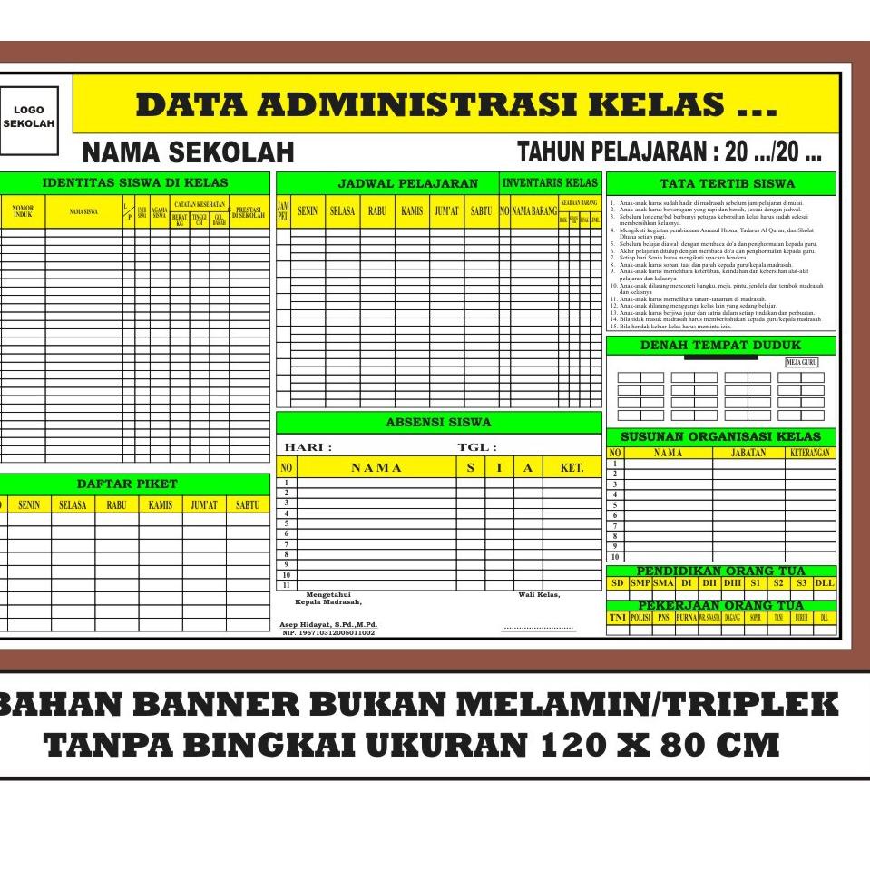 

(HARGA SPESIAL) Papan Data Administrasi Kelas dan Bank Data Kelas Murah