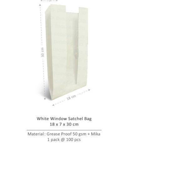 

➳ [Digipack] White Window Satchel Bag 18 x 7 x 30 | Kantong Kertas Roti ➵