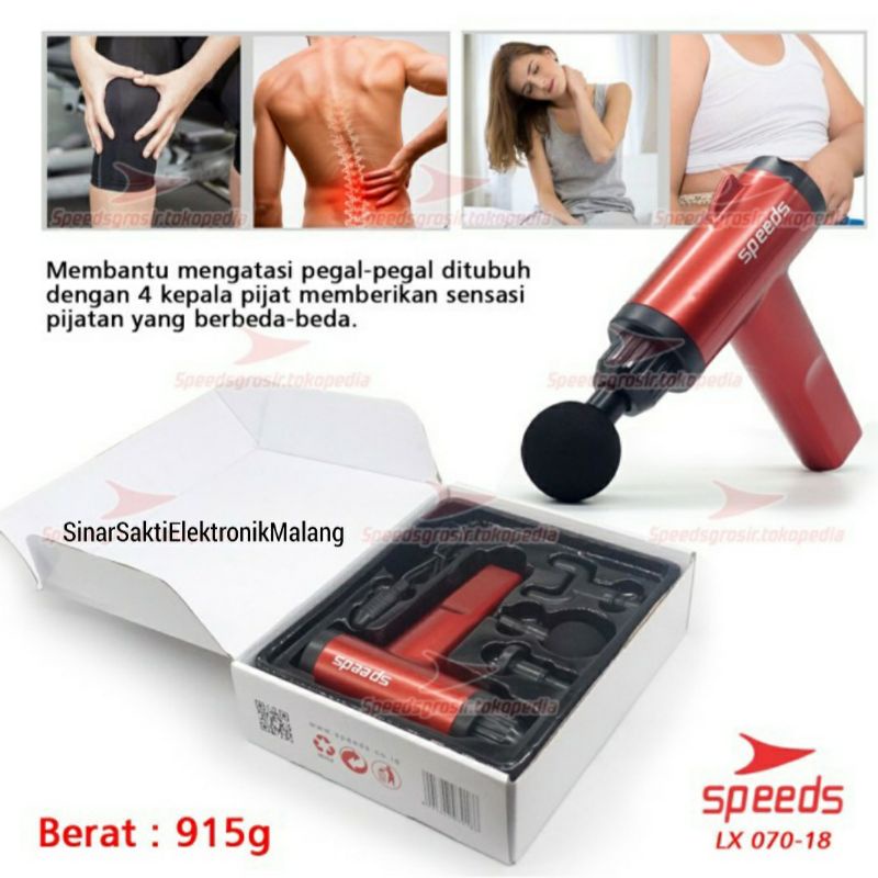 Fascial Gun Massage Alat Pijat Elektrik 4 in 1 Getar Otot Punggung Charge Cas Recahrgeable Malang